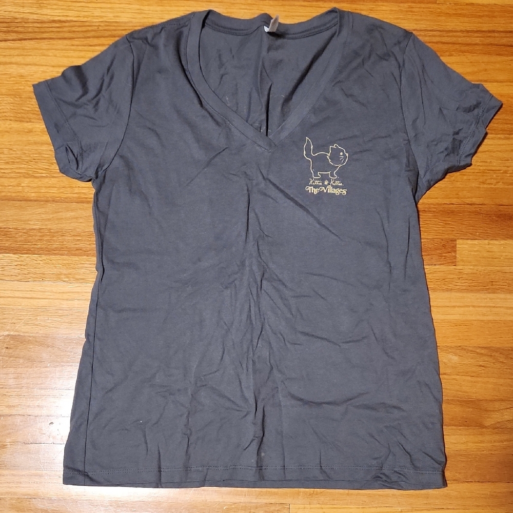 Charcoal V-Neck Tee with Embroidered Design